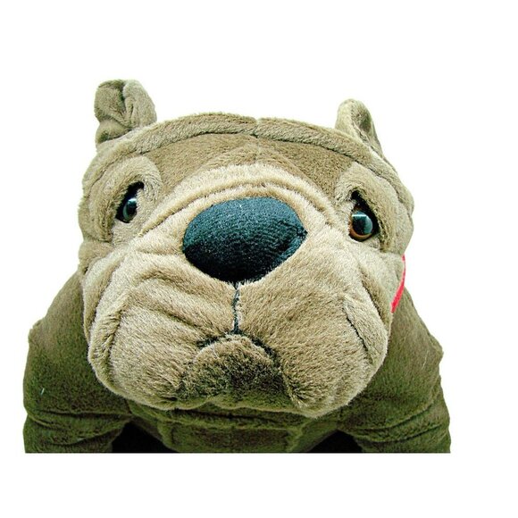 Dan Dee Collectors Choice Stuffed Plush Toy Bull Dog Collar 12" Tall Brown Tan - Picture 5 of 12